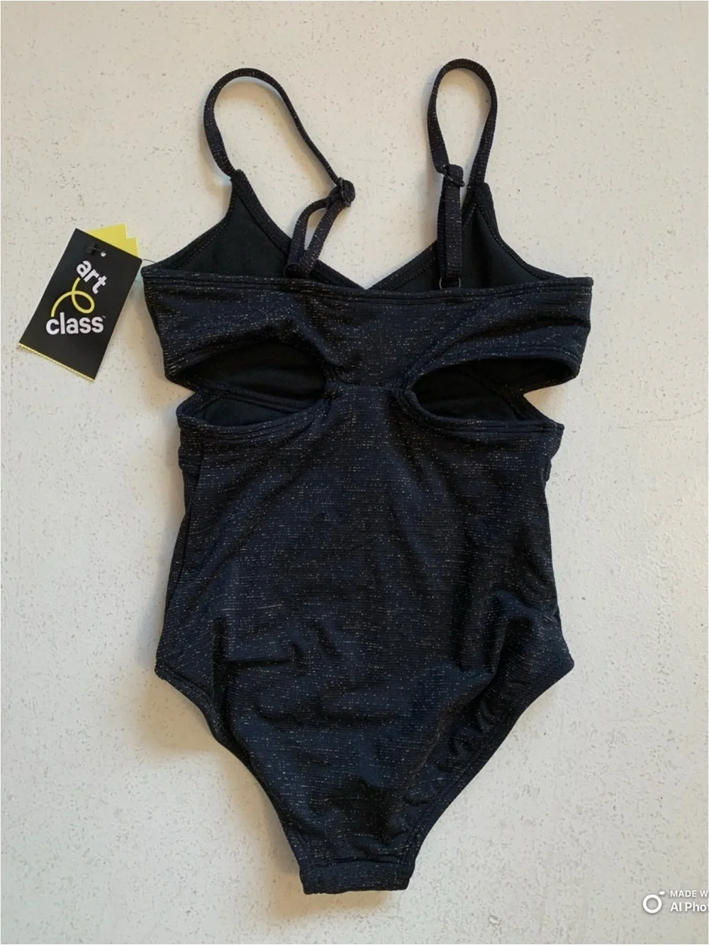 Art Class Black & Gold Cutout One Piece Swimsuit Girls Size XS NWT